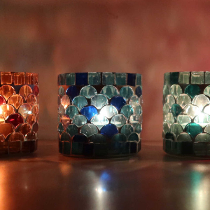 Oosterse mozaïek windlicht Athene S set van 5