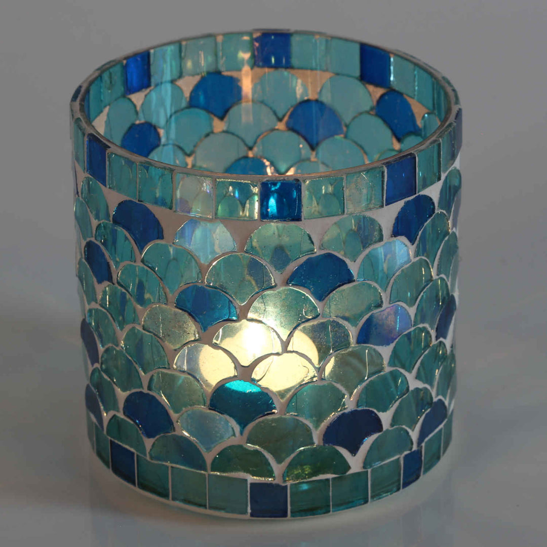 Orientalisches Mosaik Windlicht Athen Hellblau