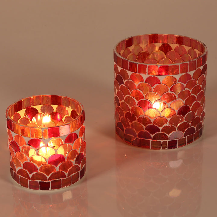 Oosterse mozaïek windlicht Athene rood