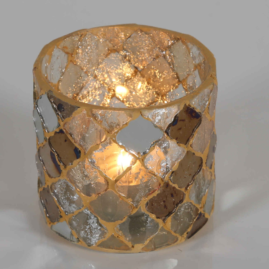 Oosterse mozaïek windlicht Athene goud