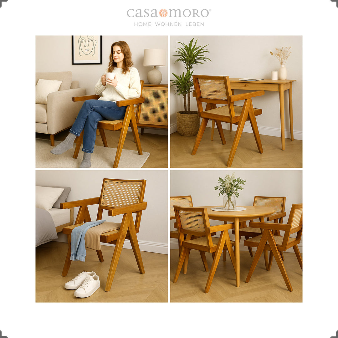 Fauteuil met Weens geweven in warm teakbruin, veelzijdig te gebruiken in de woonkamer, slaapkamer of eetkamer