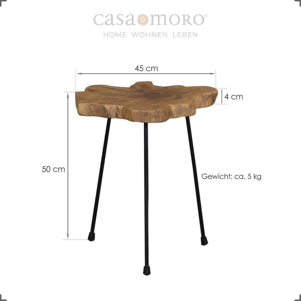 Table basse en bois au format rond et structure en fer robuste
