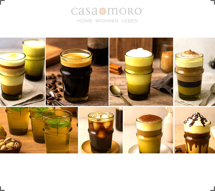 Honigbraune Teegläser im Alltagseinsatz – für Cappuccino, Tee oder kleine Kaffeespezialitäten  