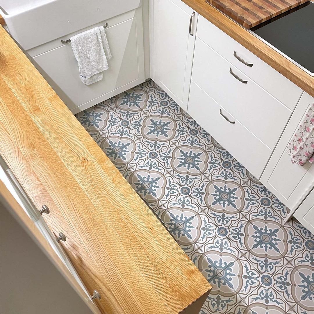 Zementoptik Fliesen Grau-Blau  – 20x20 cm